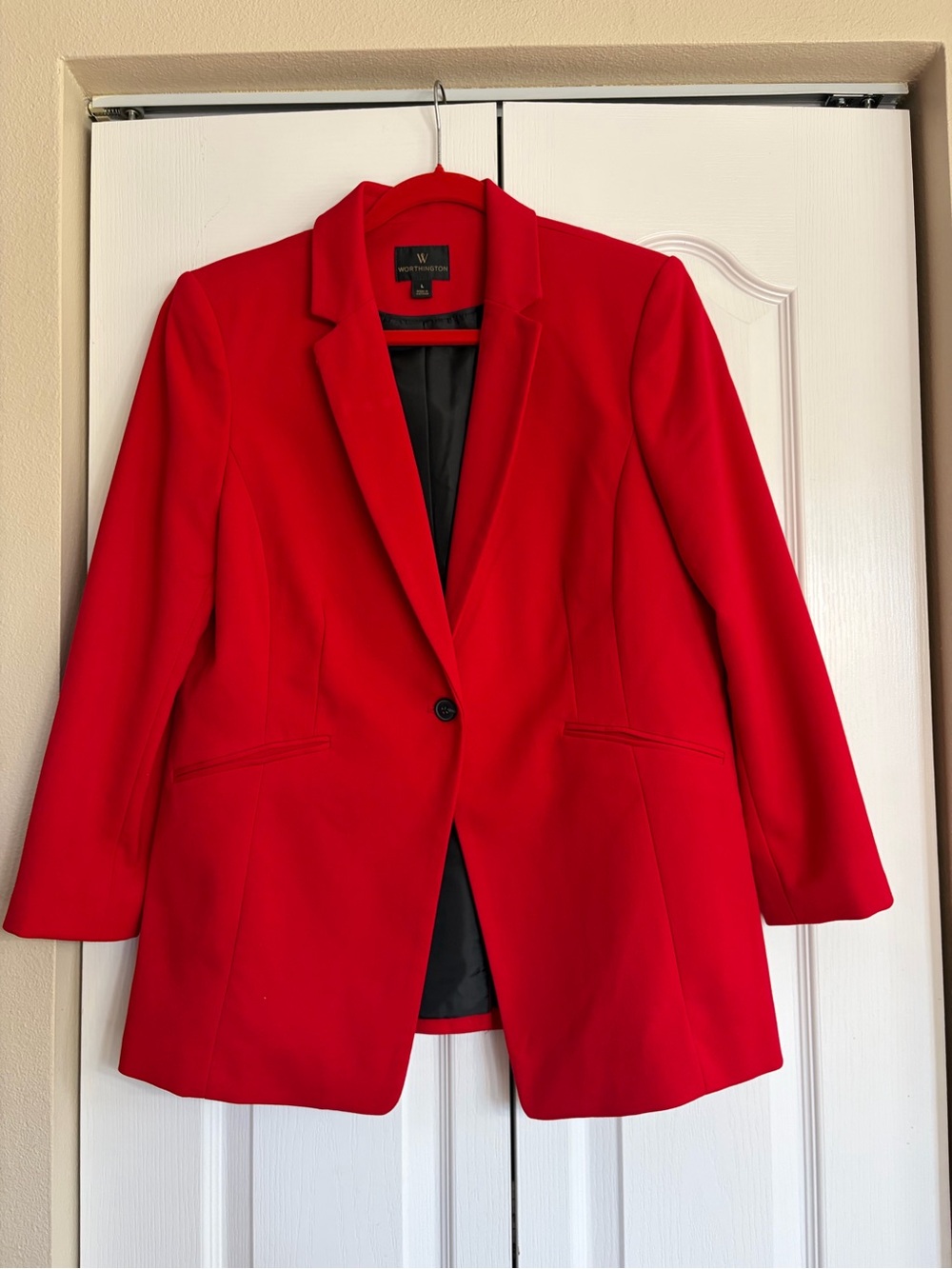 Worthington Bright Red Single-Button Tailored Blazer